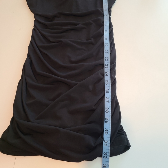 By&By Ruched Cocktail Mini Black Dress - Picture 3 of 5